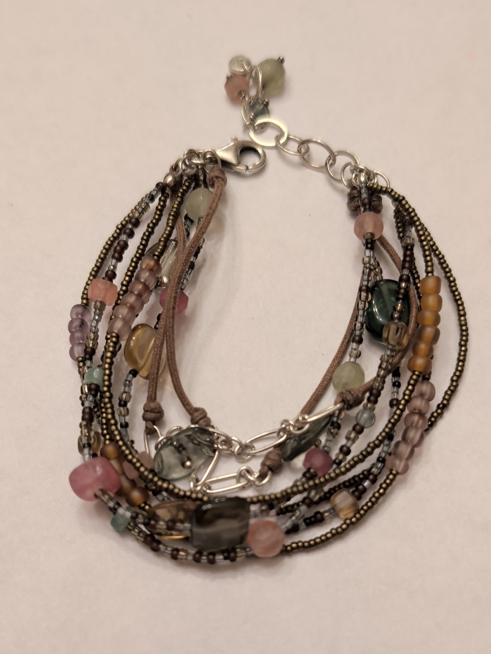 Silpada Multi-Strand Beaded Bracelet in Pink, Green, Brown B2090